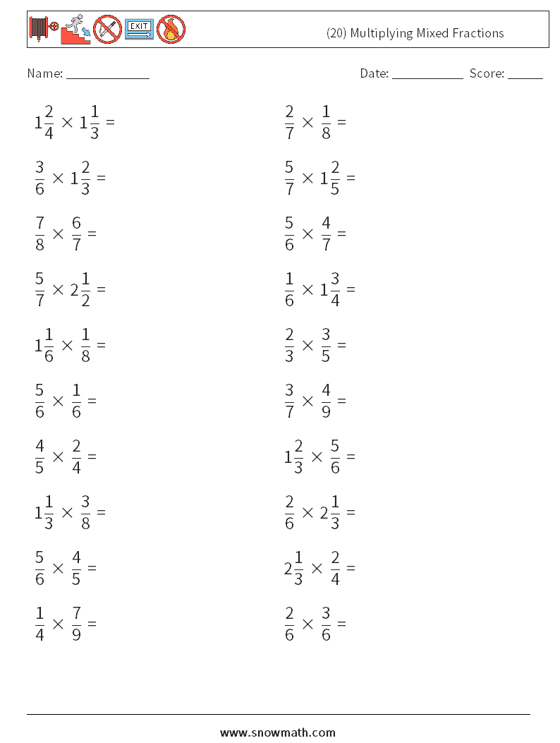 (20) Multiplying Mixed Fractions Maths Worksheets 18