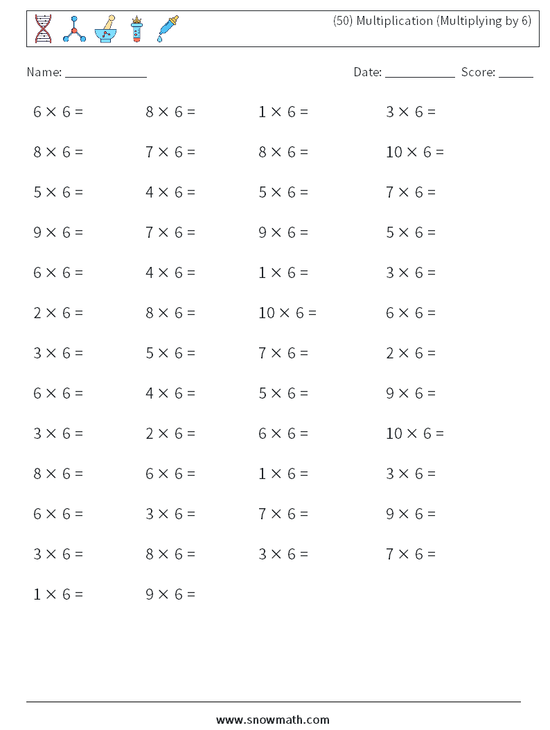 (50) Multiplication (Multiplying by 6)