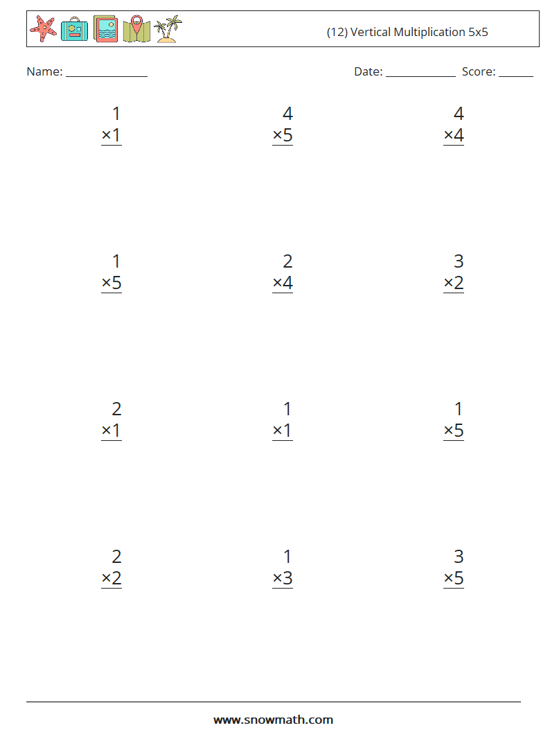 (12) Vertical Multiplication 5x5