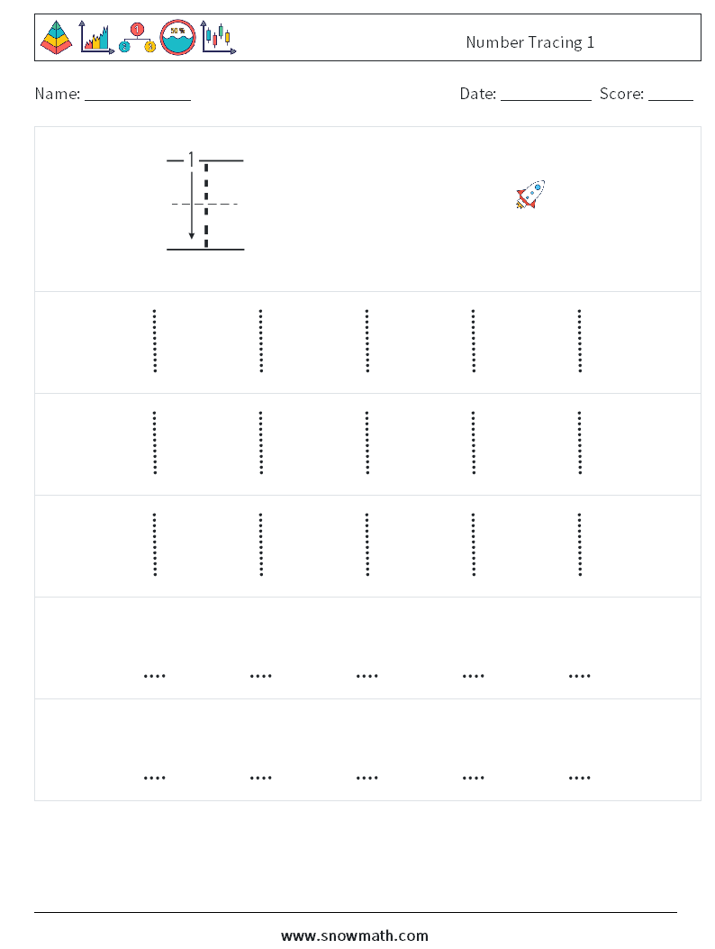 Number Tracing 1 Math Worksheets 11