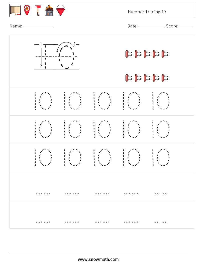 Number Tracing 10 Maths Worksheets 11