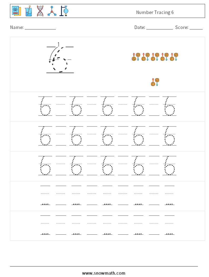 Number Tracing 6 Maths Worksheets 23