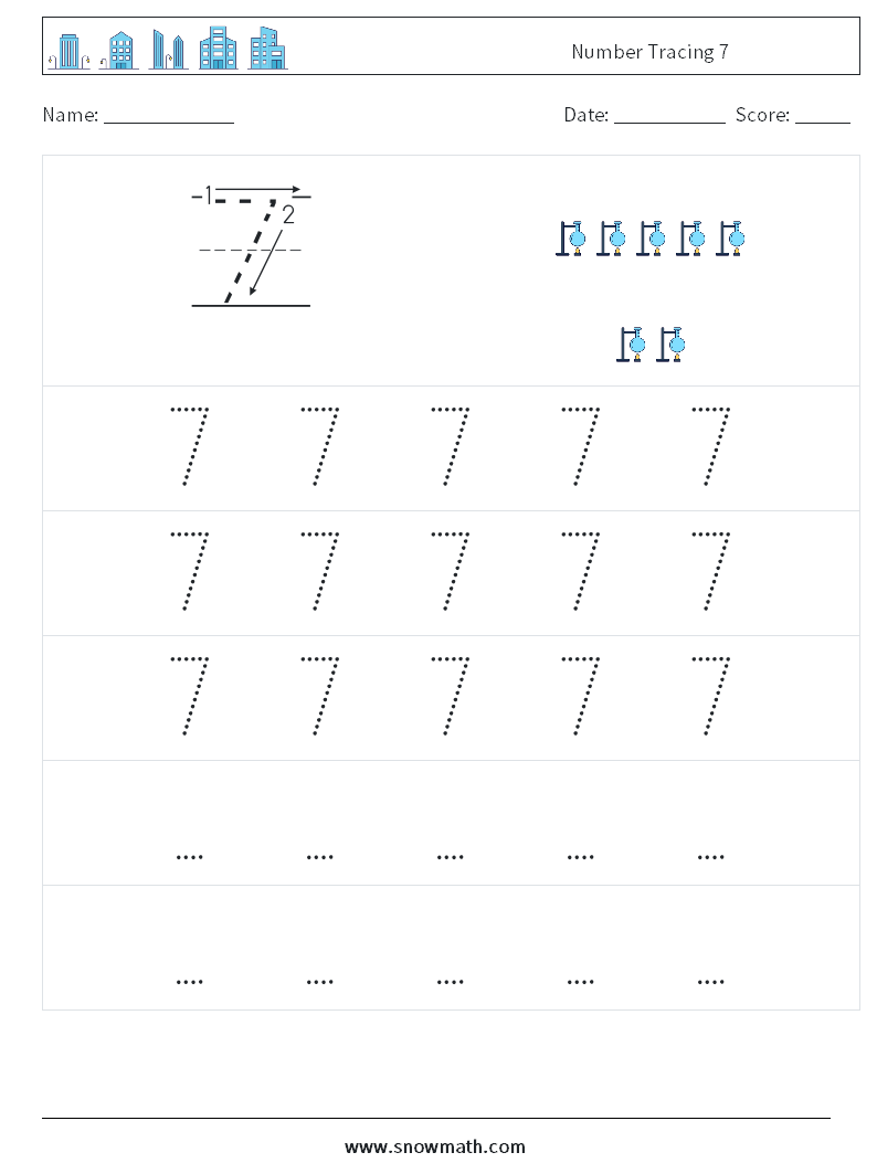 Number Tracing 7 Math Worksheets 11