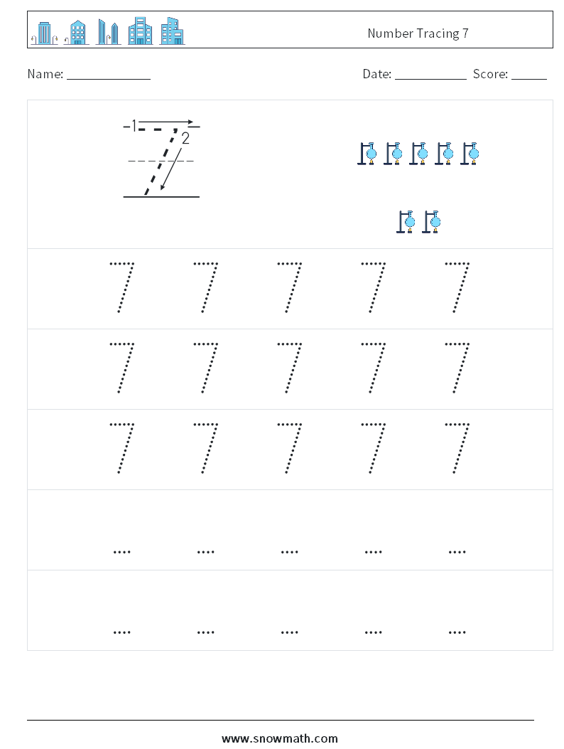 Number Tracing 7 Maths Worksheets 11