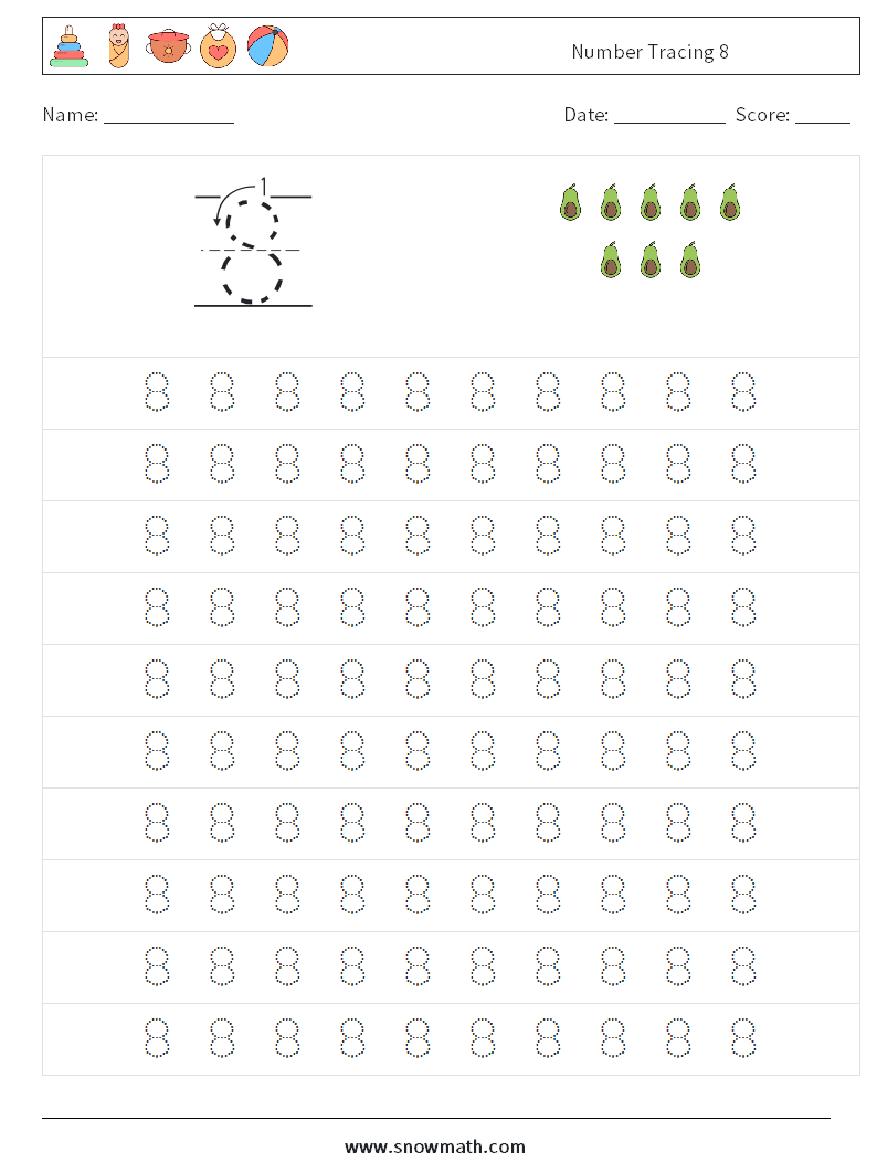 Number Tracing 8