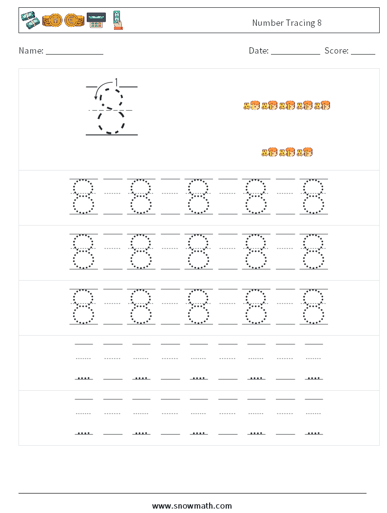 Number Tracing 8 Math Worksheets 23