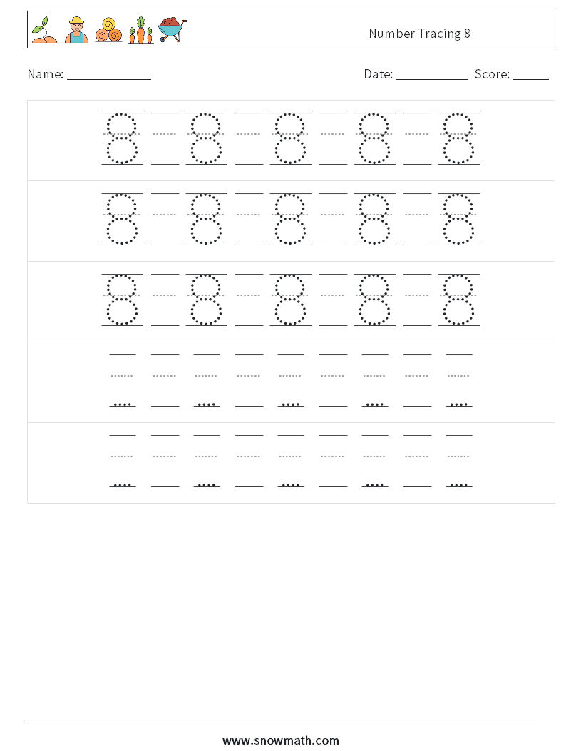 Number Tracing 8 Math Worksheets 24