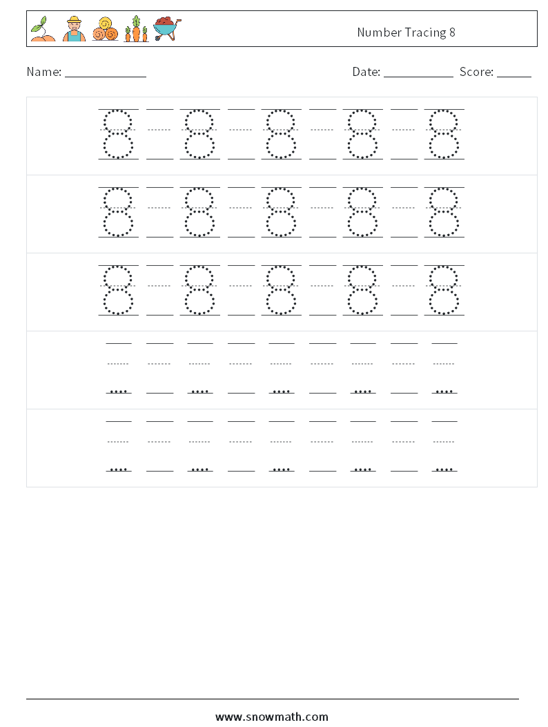 Number Tracing 8 Maths Worksheets 24