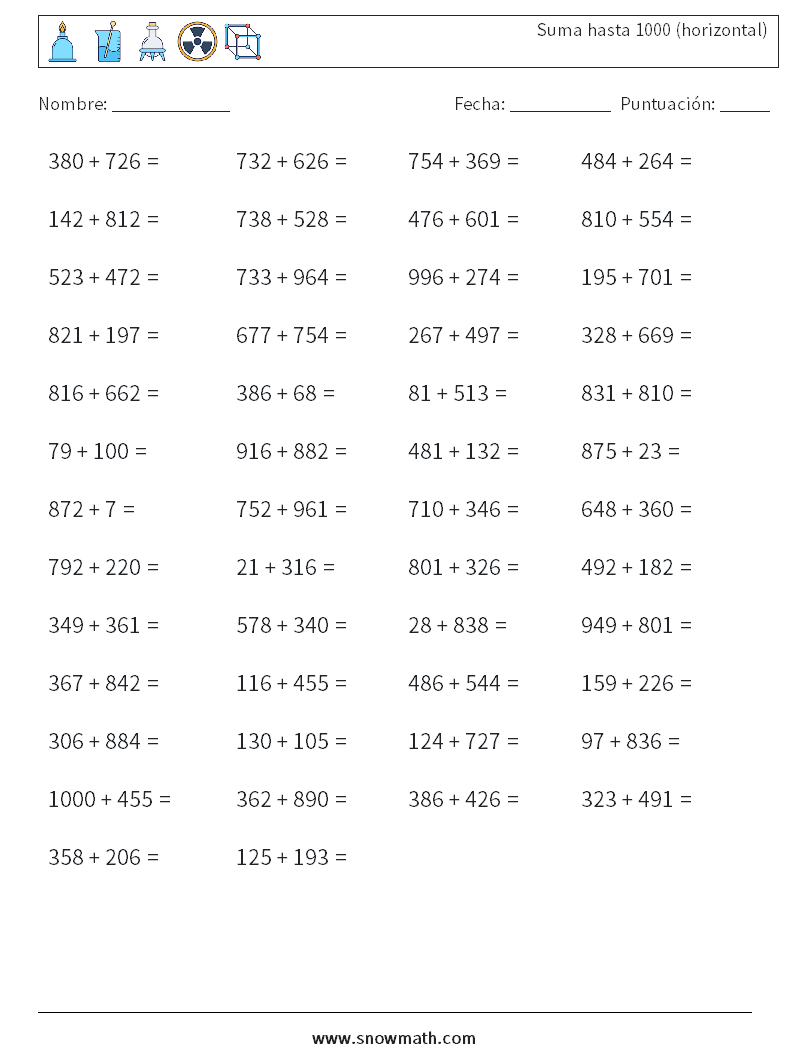 (50) Suma hasta 1000 (horizontal)