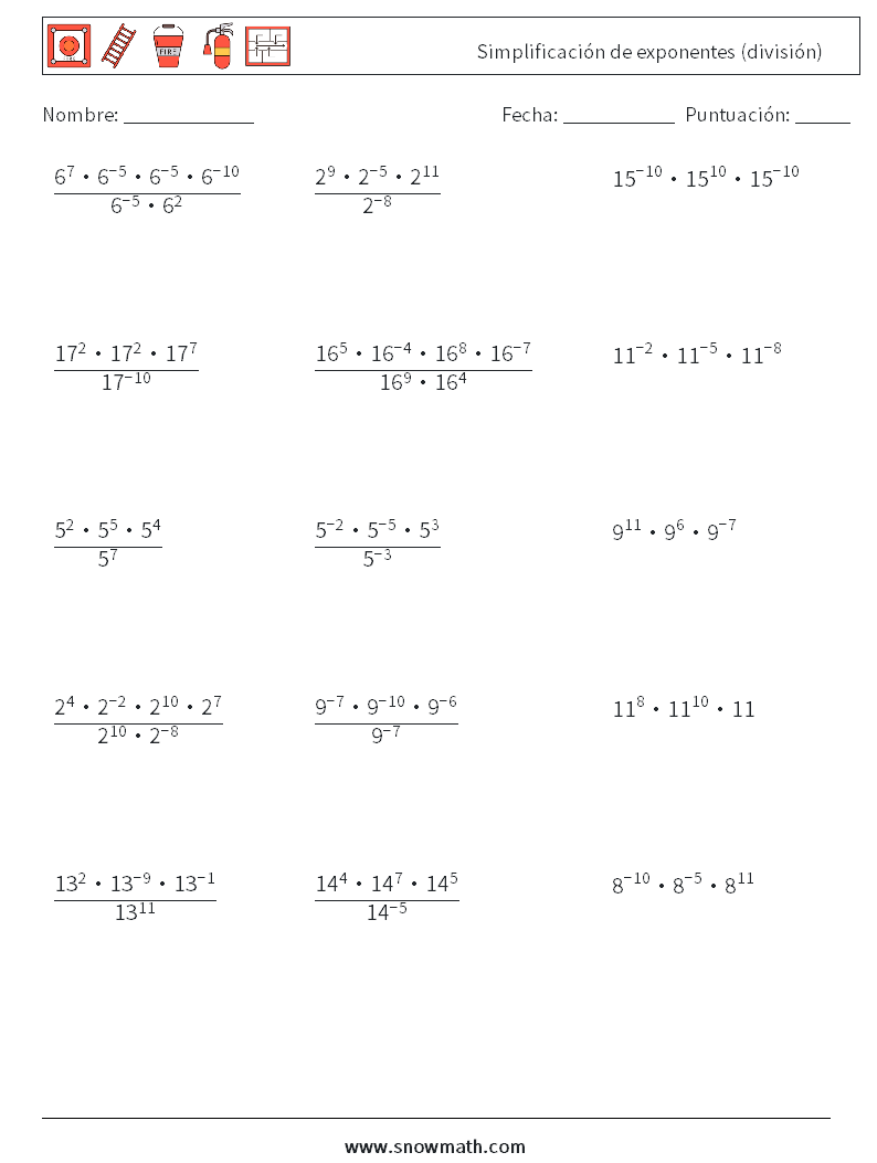 Simplificación de exponentes (división)
