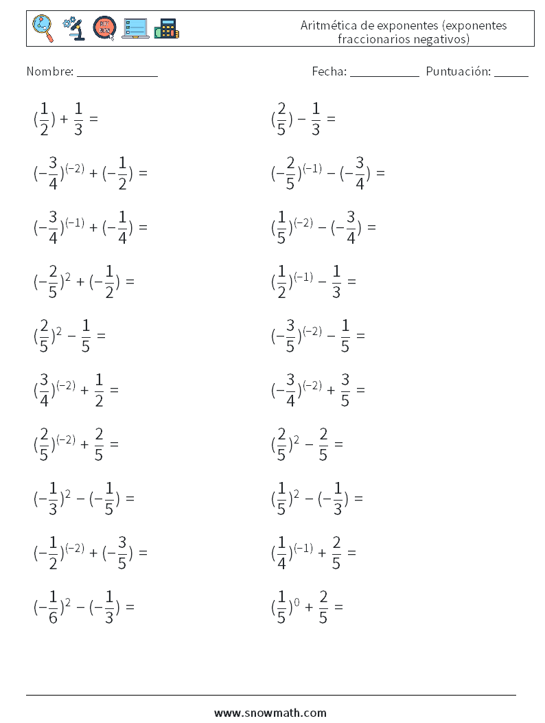  Aritmética de exponentes (exponentes fraccionarios negativos)