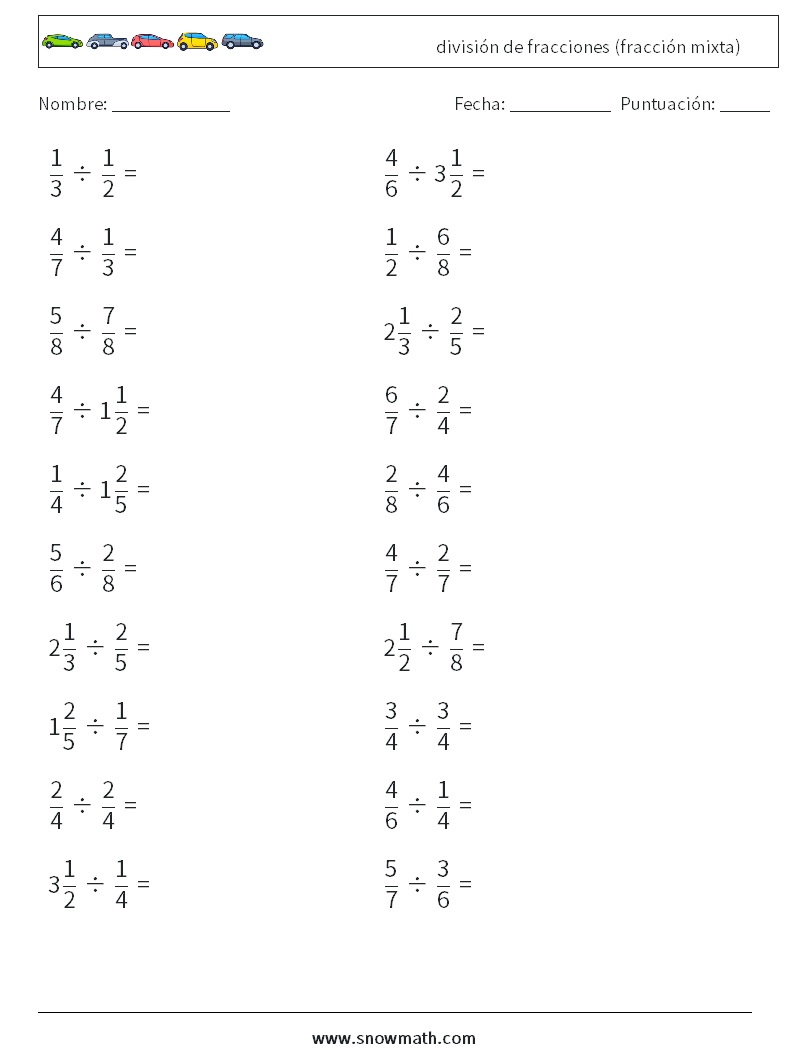 (20) división de fracciones (fracción mixta)
