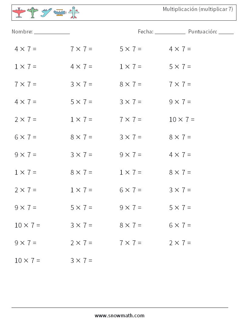 (50) Multiplicación (multiplicar 7)