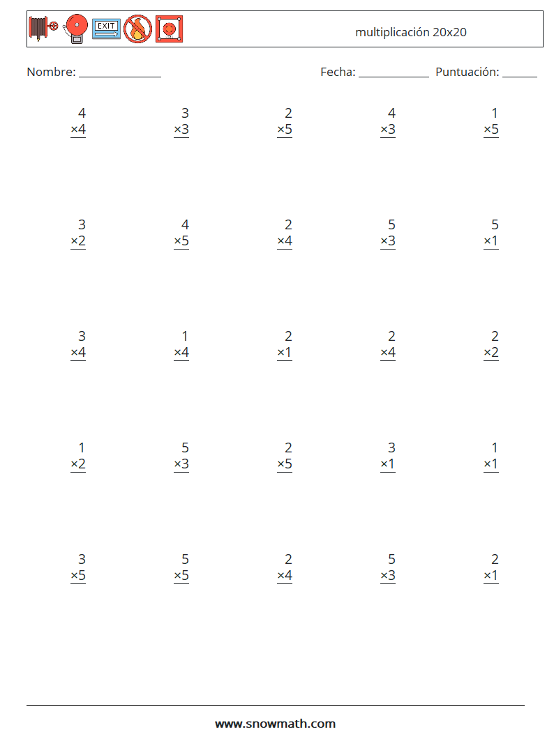 (25) multiplicación 20x20 Hojas de trabajo de matemáticas 13