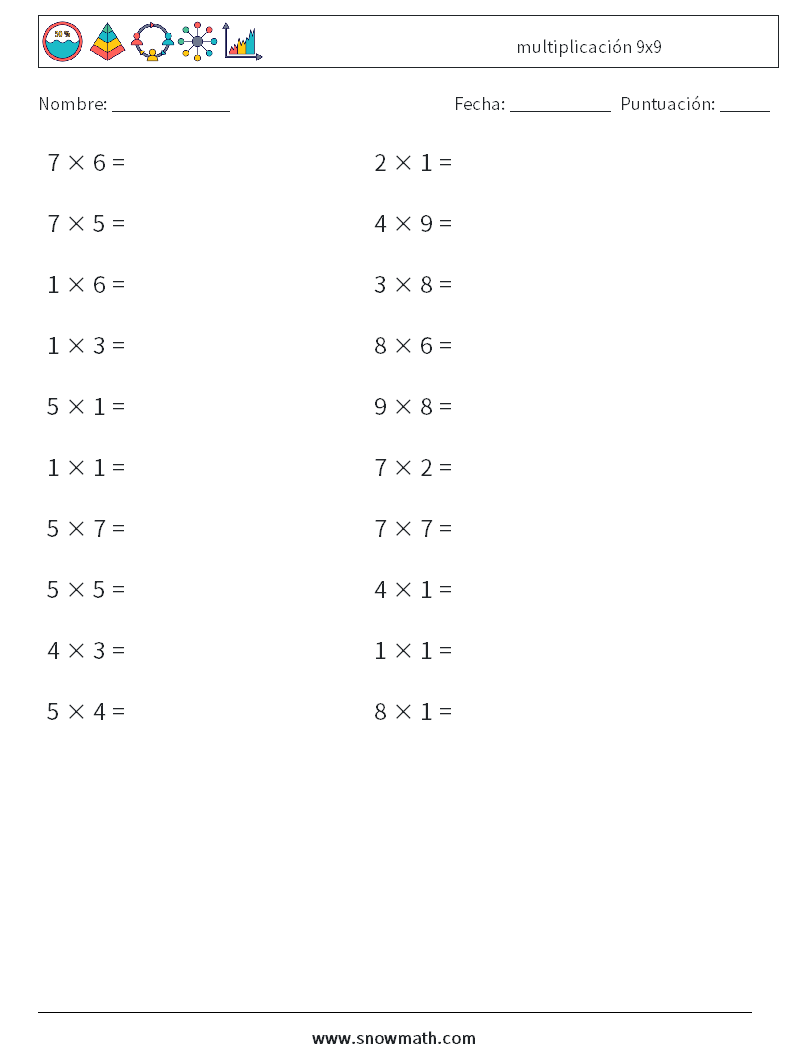 (20) multiplicación 9x9