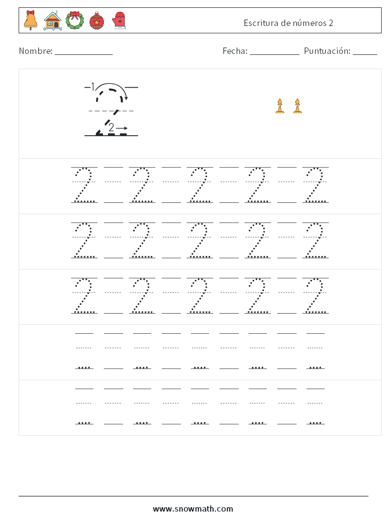 Escritura de números 2 Hojas de trabajo de matemáticas 23