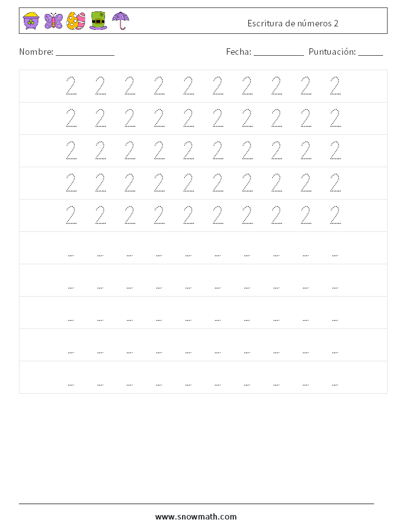 Escritura de números 2 Hojas de trabajo de matemáticas 4