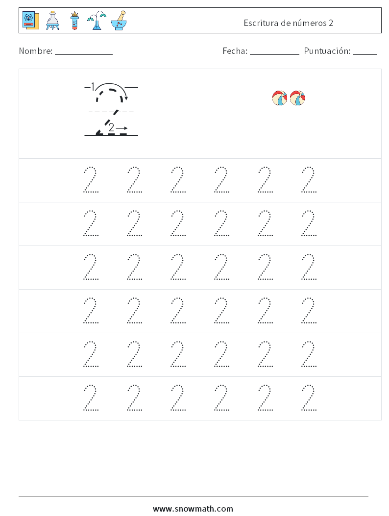 Escritura de números 2 Hojas de trabajo de matemáticas 5