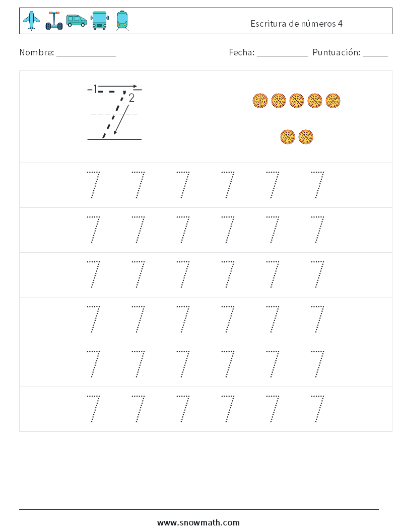 Escritura de números 4 Hojas de trabajo de matemáticas 5