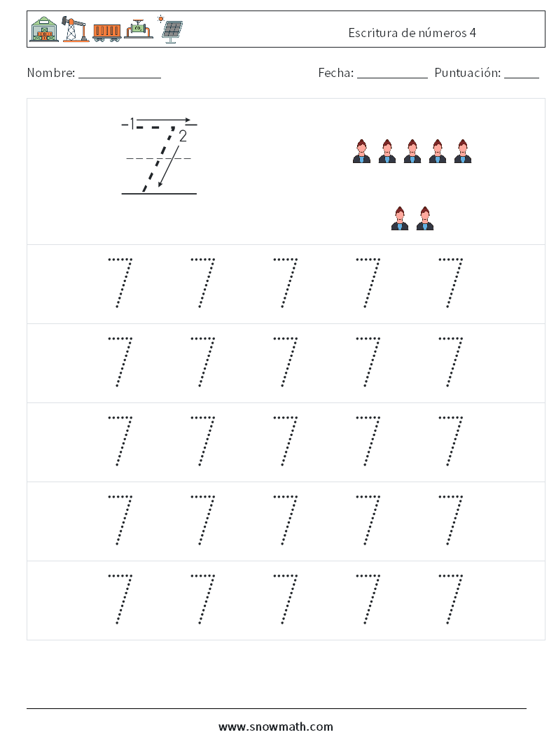 Escritura de números 4 Hojas de trabajo de matemáticas 9