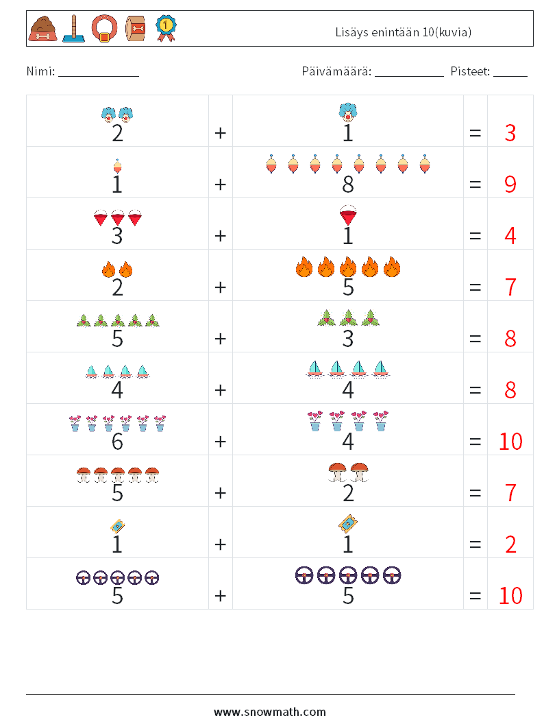 Lisäys enintään 10(kuvia) Matematiikan laskentataulukot 10 Kysymys, vastaus