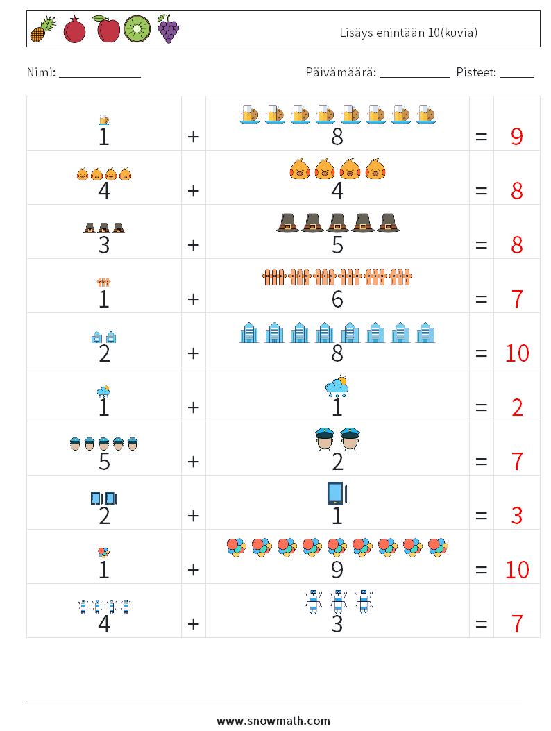 Lisäys enintään 10(kuvia) Matematiikan laskentataulukot 11 Kysymys, vastaus