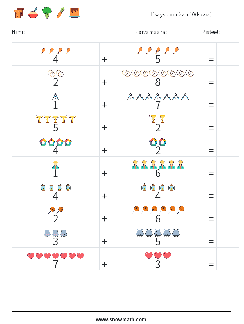 Lisäys enintään 10(kuvia) Matematiikan laskentataulukot 16