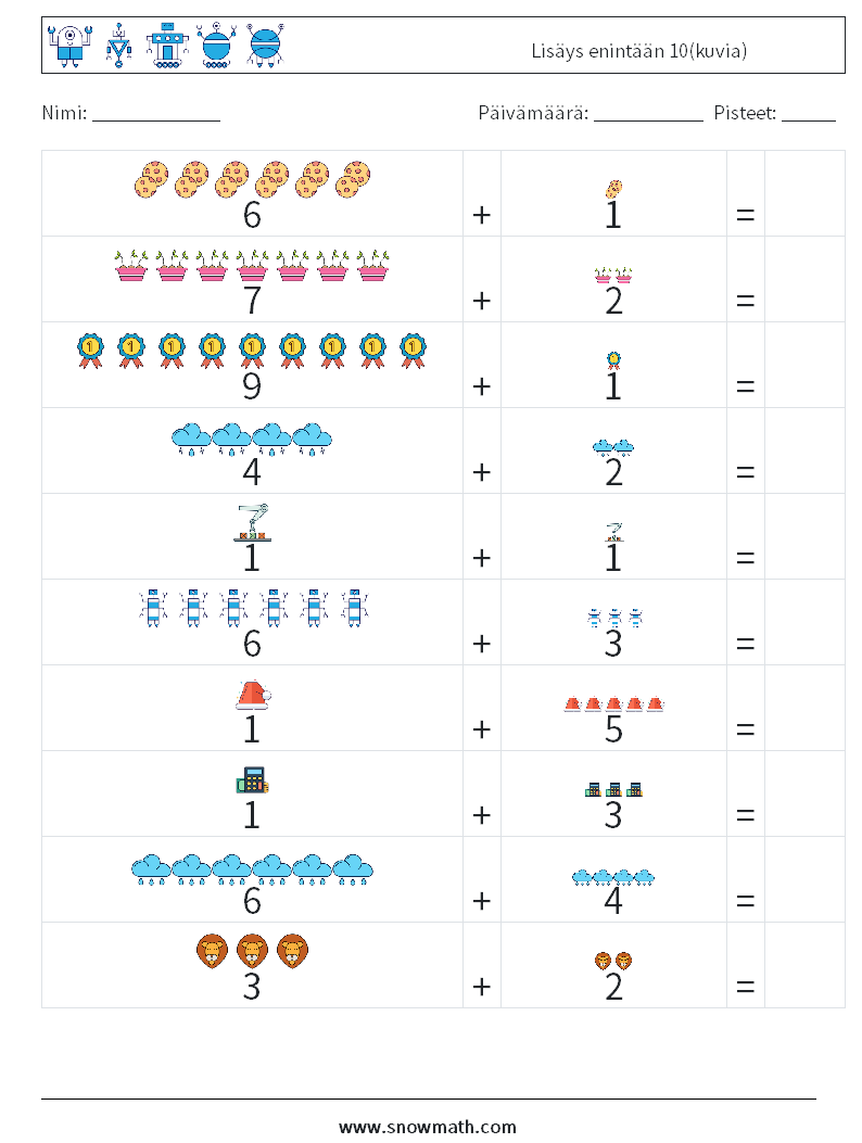 Lisäys enintään 10(kuvia) Matematiikan laskentataulukot 17