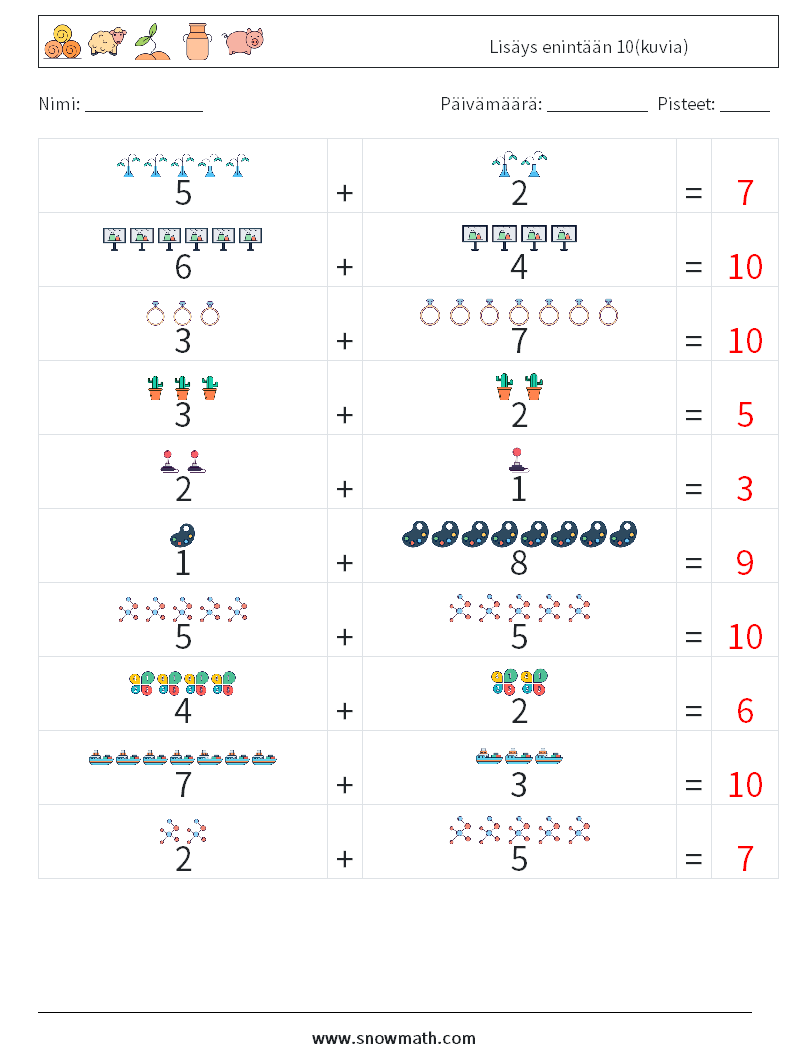 Lisäys enintään 10(kuvia) Matematiikan laskentataulukot 3 Kysymys, vastaus