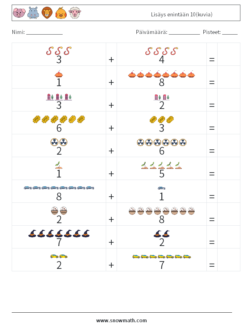 Lisäys enintään 10(kuvia) Matematiikan laskentataulukot 4