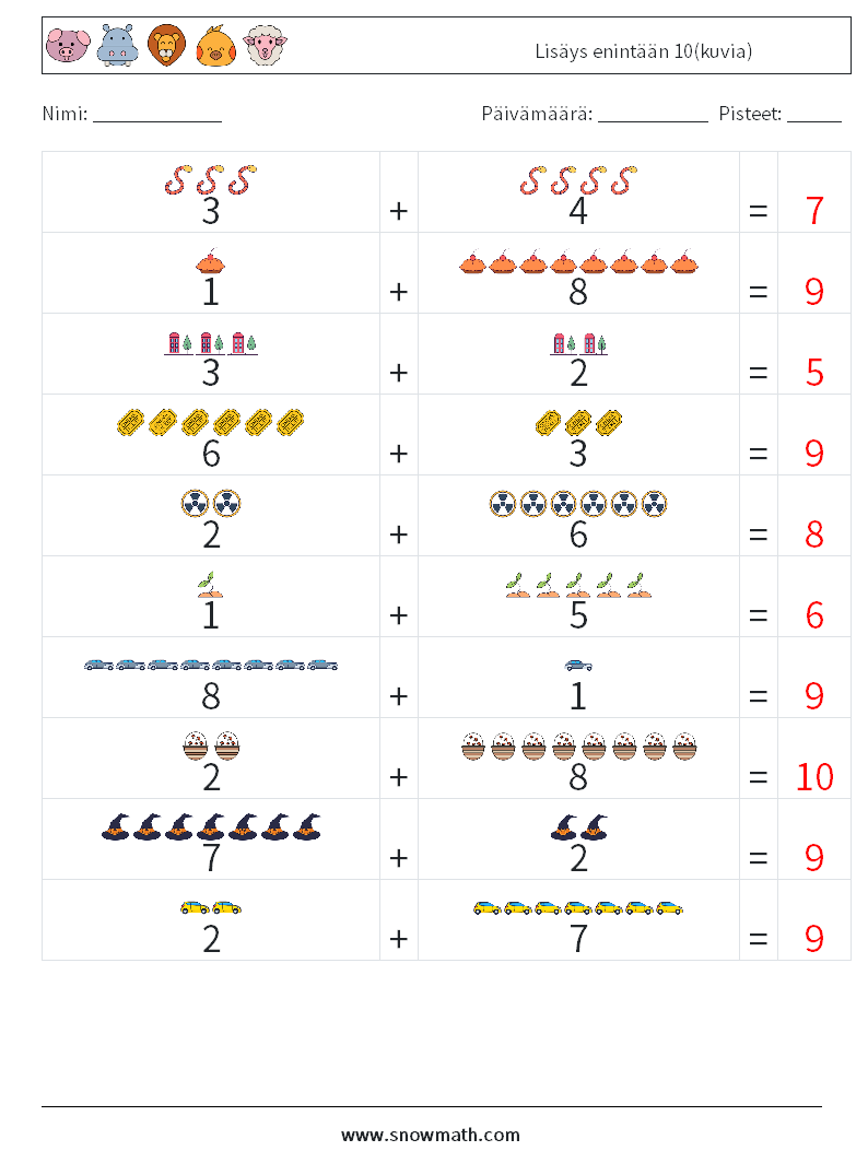 Lisäys enintään 10(kuvia) Matematiikan laskentataulukot 4 Kysymys, vastaus