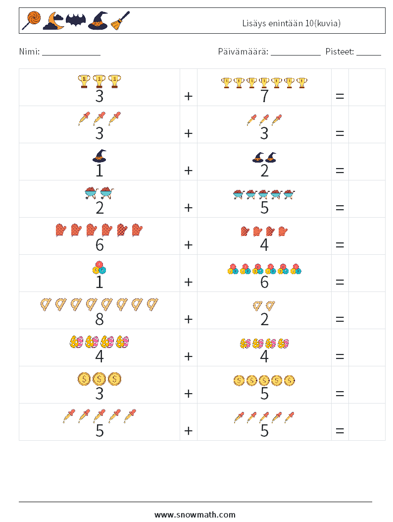 Lisäys enintään 10(kuvia) Matematiikan laskentataulukot 6