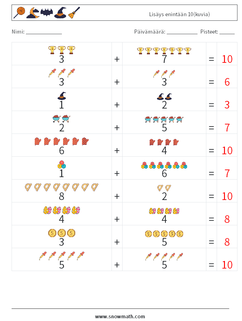 Lisäys enintään 10(kuvia) Matematiikan laskentataulukot 6 Kysymys, vastaus