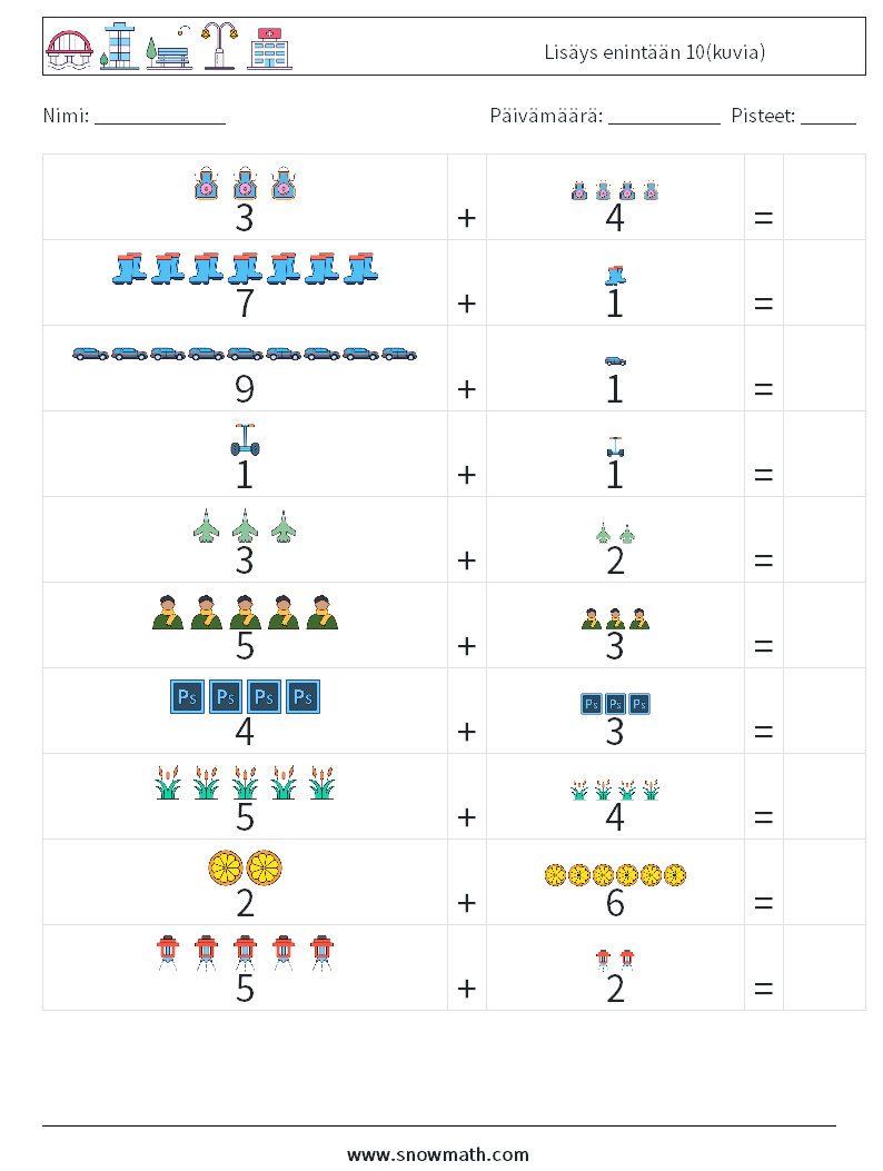 Lisäys enintään 10(kuvia) Matematiikan laskentataulukot 8