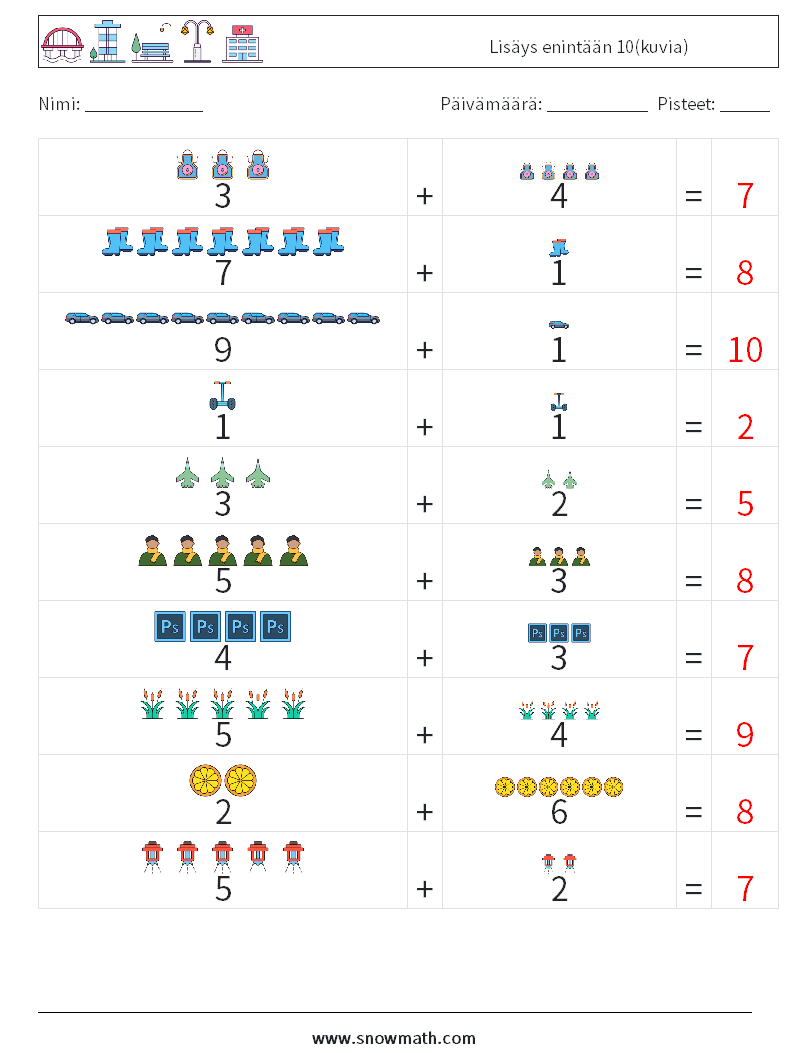 Lisäys enintään 10(kuvia) Matematiikan laskentataulukot 8 Kysymys, vastaus