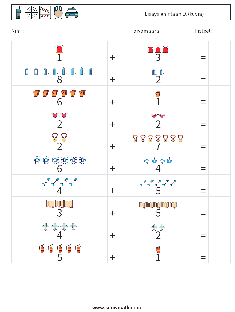 Lisäys enintään 10(kuvia) Matematiikan laskentataulukot 9