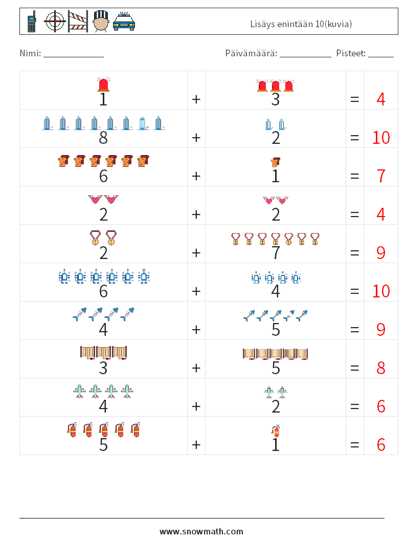 Lisäys enintään 10(kuvia) Matematiikan laskentataulukot 9 Kysymys, vastaus