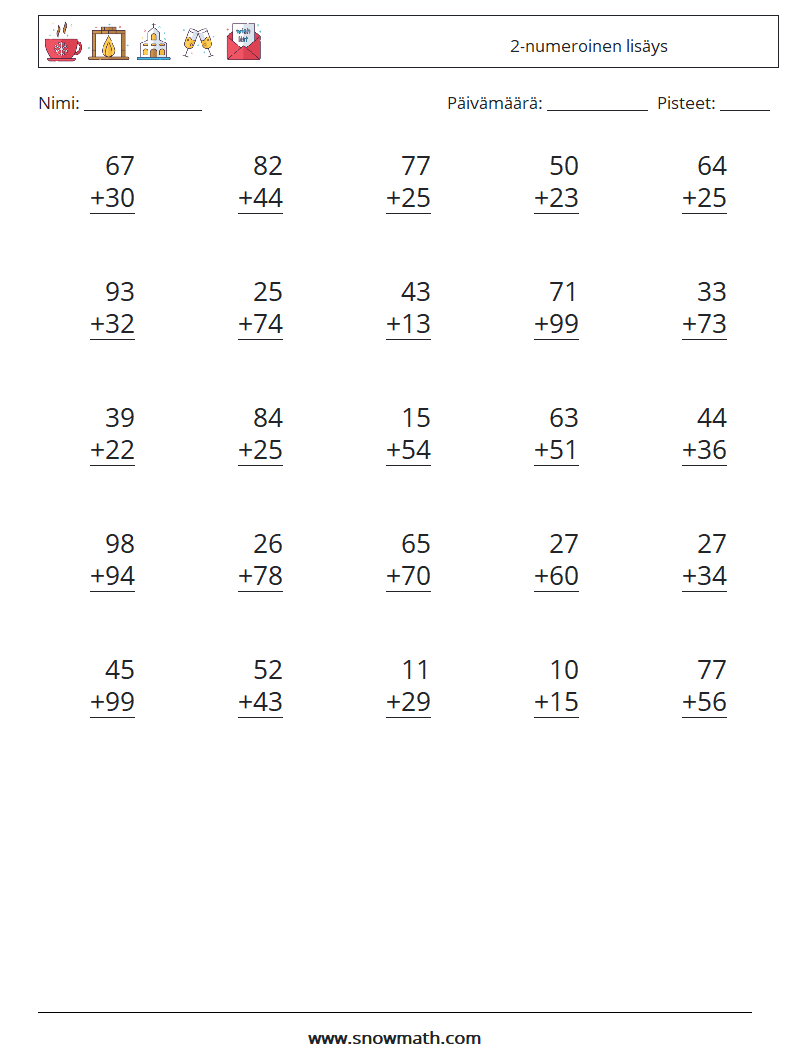 (25) 2-numeroinen lisäys Matematiikan laskentataulukot 13