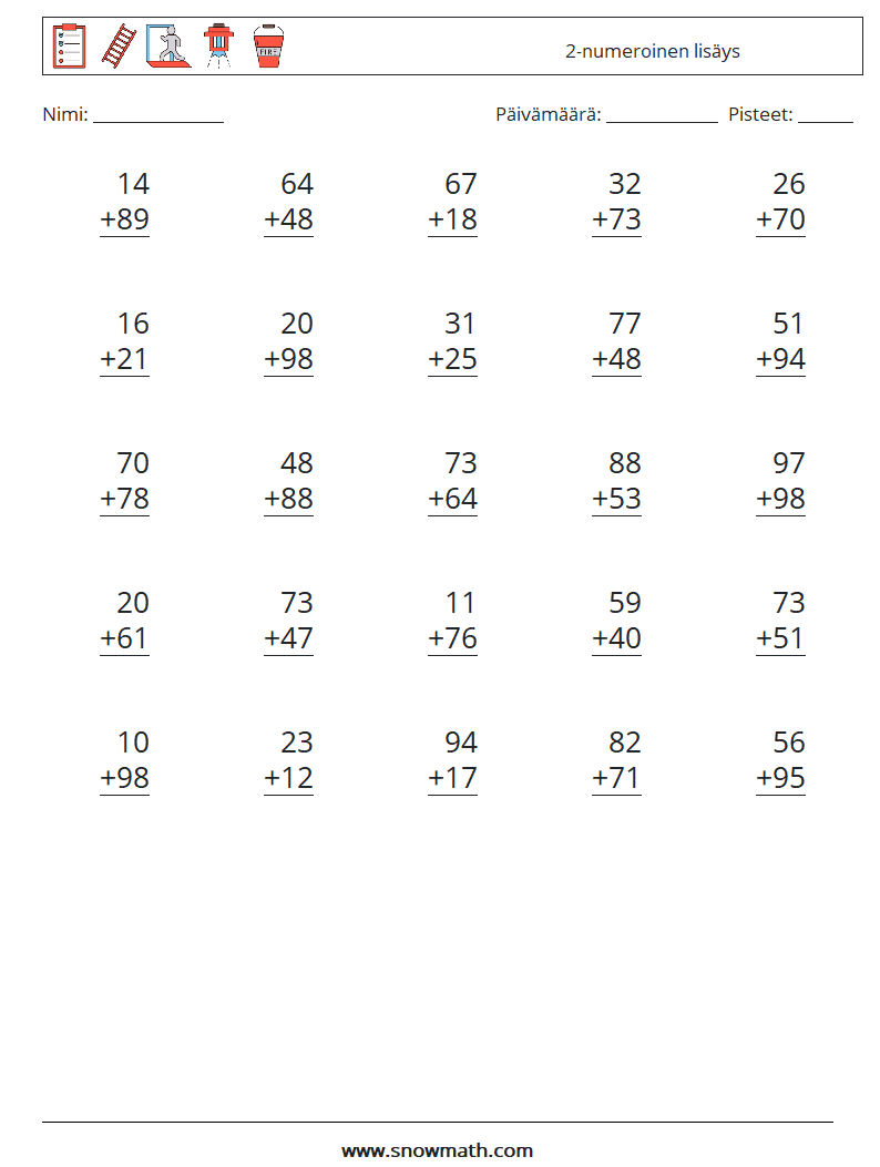 (25) 2-numeroinen lisäys Matematiikan laskentataulukot 16