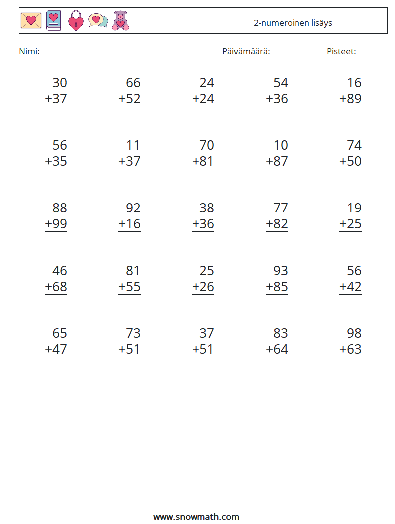 (25) 2-numeroinen lisäys Matematiikan laskentataulukot 17