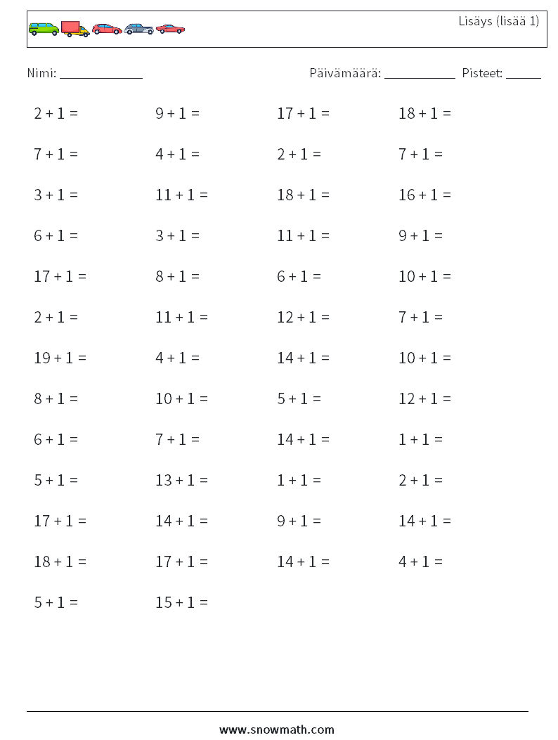 (50) Lisäys (lisää 1) Matematiikan laskentataulukot 1