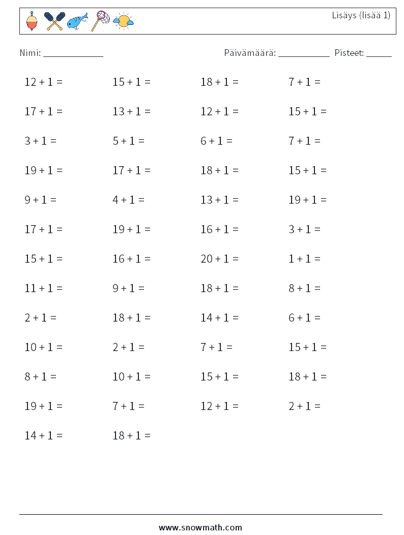 (50) Lisäys (lisää 1) Matematiikan laskentataulukot 3