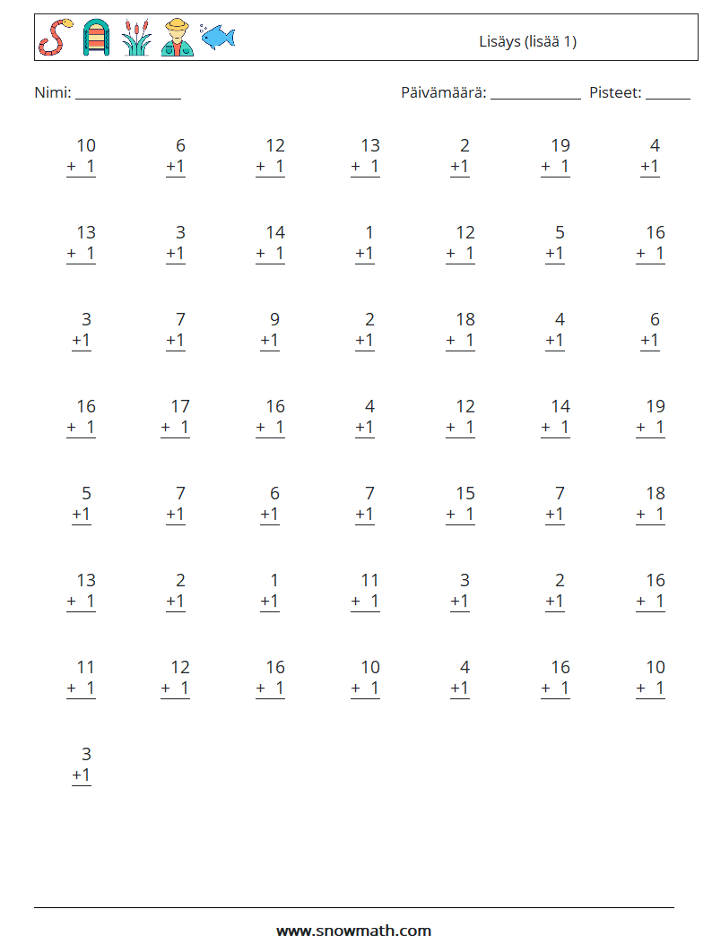 (50) Lisäys (lisää 1) Matematiikan laskentataulukot 3