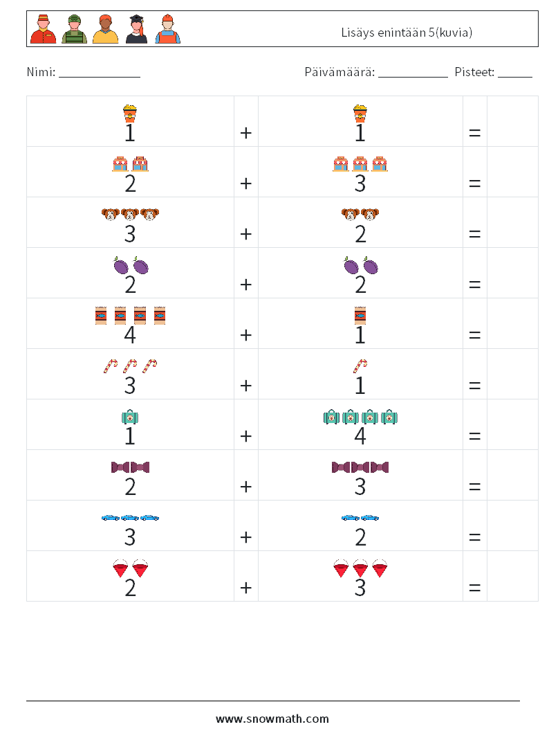 Lisäys enintään 5(kuvia) Matematiikan laskentataulukot 10