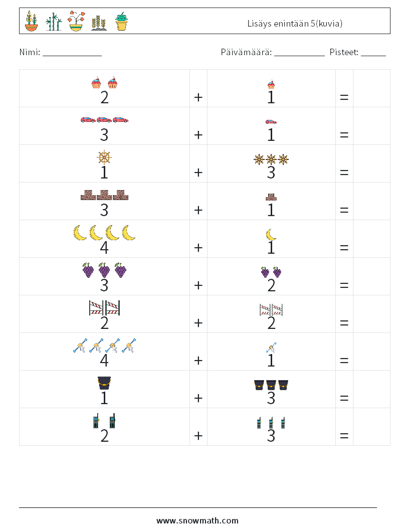 Lisäys enintään 5(kuvia) Matematiikan laskentataulukot 11