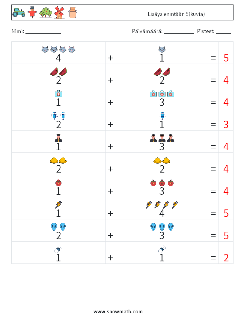 Lisäys enintään 5(kuvia) Matematiikan laskentataulukot 16 Kysymys, vastaus