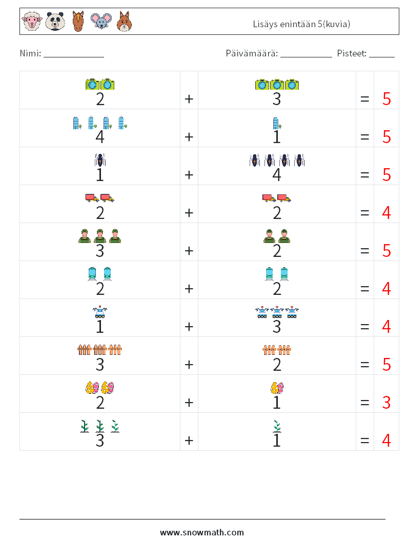 Lisäys enintään 5(kuvia) Matematiikan laskentataulukot 17 Kysymys, vastaus