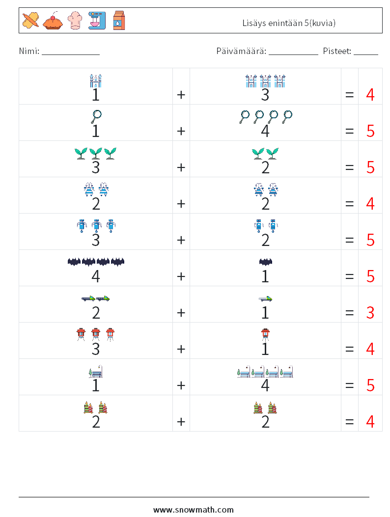 Lisäys enintään 5(kuvia) Matematiikan laskentataulukot 18 Kysymys, vastaus