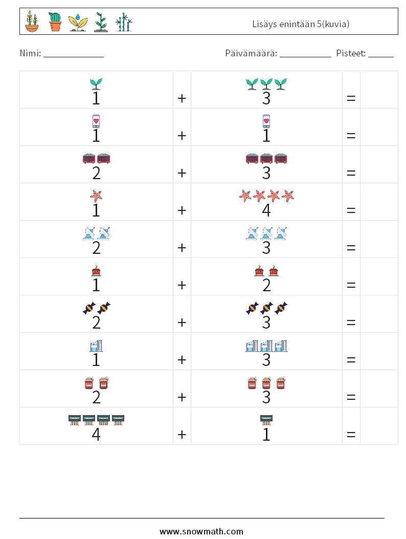 Lisäys enintään 5(kuvia) Matematiikan laskentataulukot 6