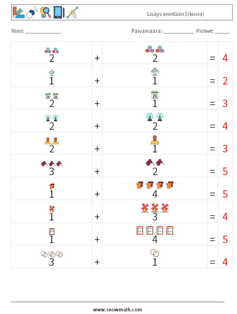 Lisäys enintään 5(kuvia) Matematiikan laskentataulukot 7 Kysymys, vastaus